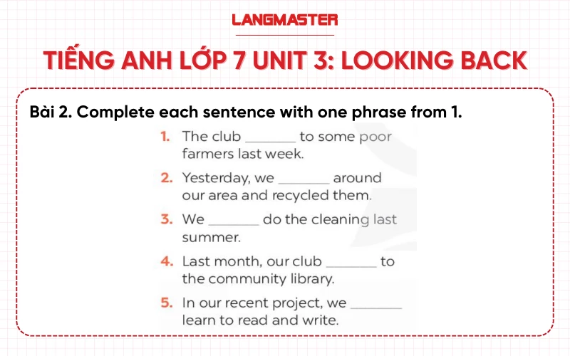 Looking Back Unit 3 tiếng Anh lớp 7: Kiểm tra kiến thức của bạn!