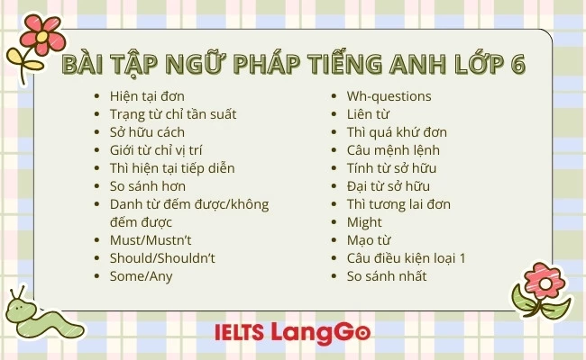 Các bài tập tiếng anh lớp 6 dễ hiểu cho người mới bắt đầu