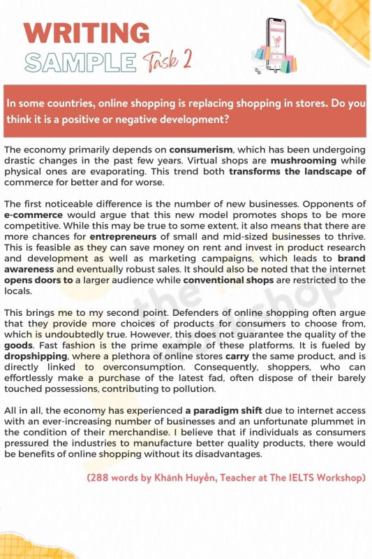 GIẢI ĐỀ IELTS| SAMPLE WRITING TASK 2 (Online shopping)