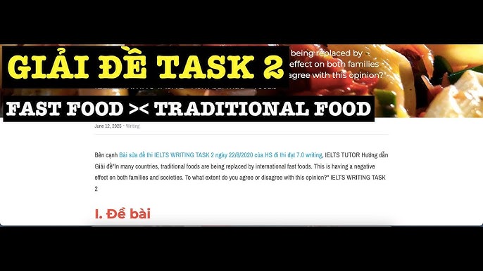 Giải đề Writing Task 2 ngày 16/01/2021 - Topic: Food