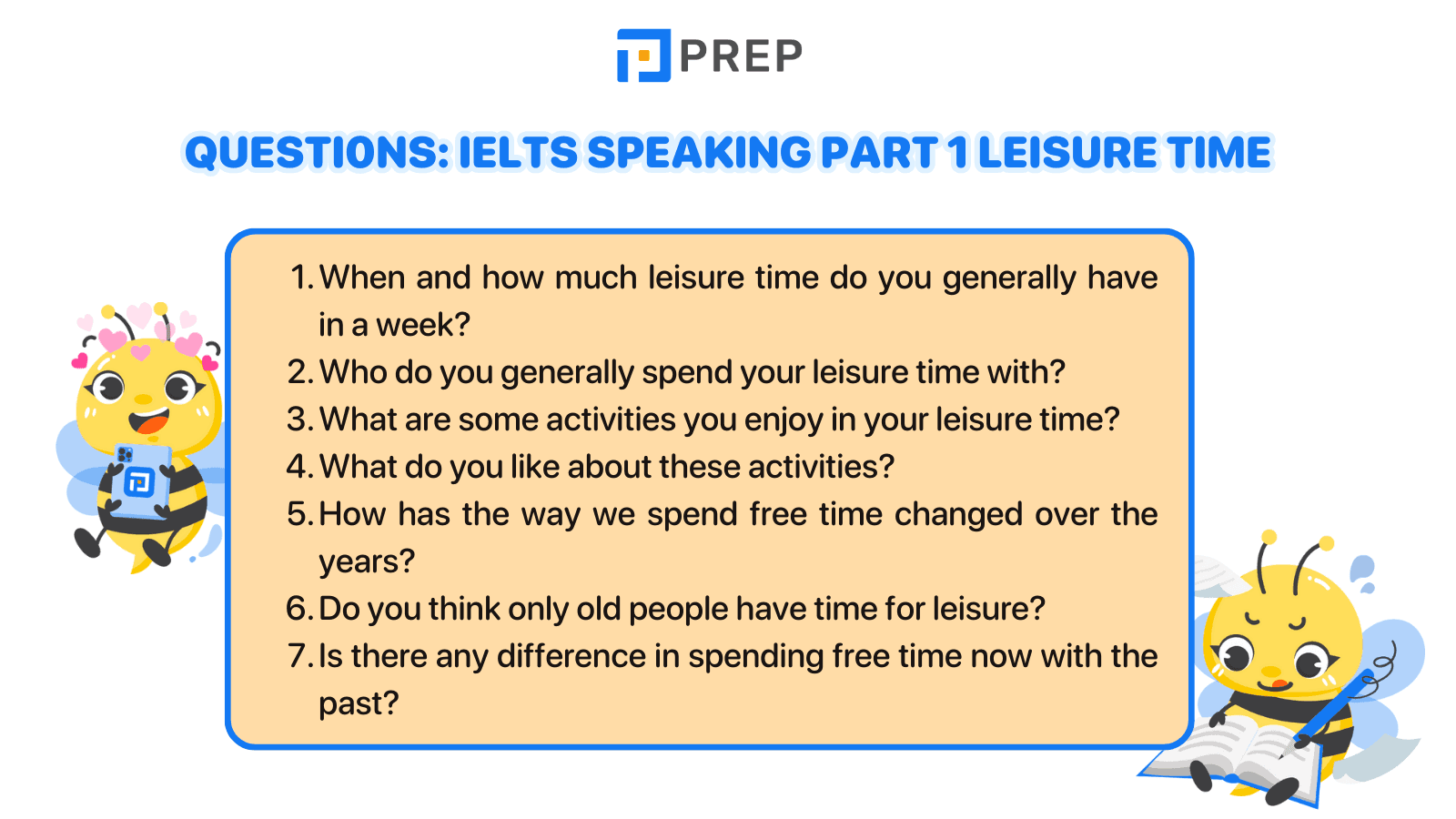 IELTS Speaking Leisure time – Sample Part 1, 2 & 3