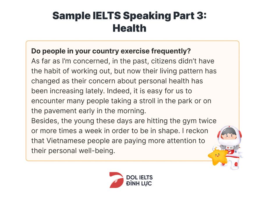 Cách trả lời Speaking Part 2 (Chủ đề: Healthy Lifestyle)