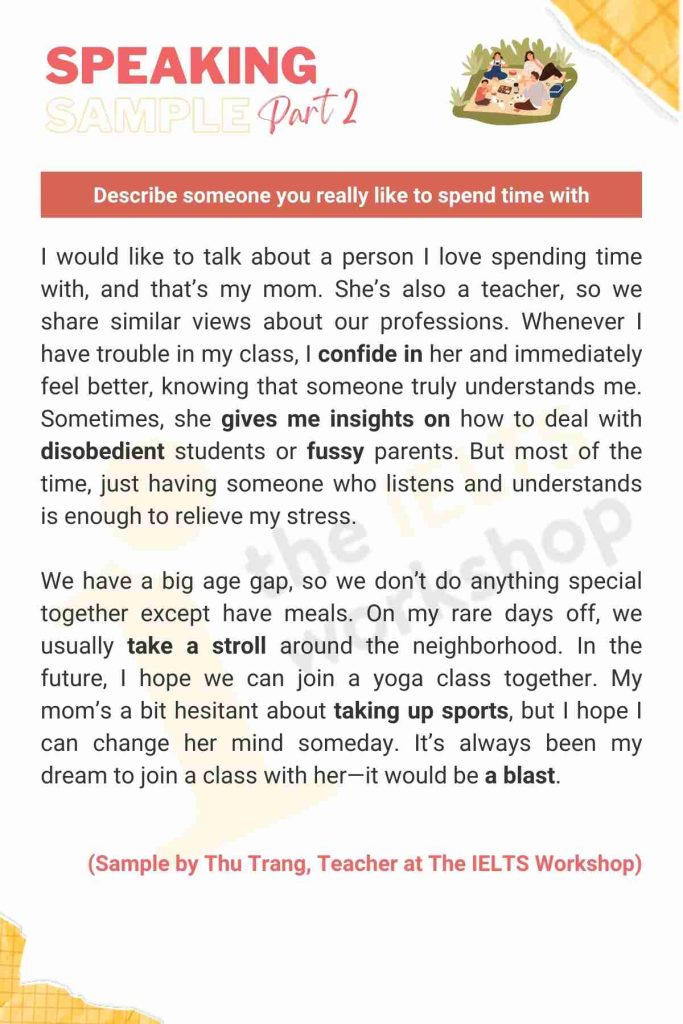 IELTS Speaking: Describe someone you really like to spend time with