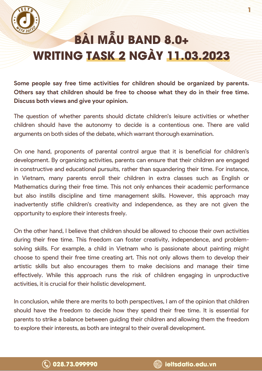 IELTS Writing Task 2 - Education | Bài mẫu