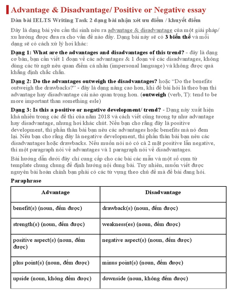 Advantage and Disadvantage essay: Cách viết & Bài mẫu