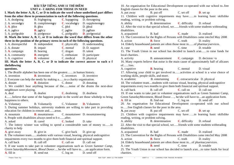 Tiếng Anh lớp 11 Unit 4: Ôn tập nhanh, thi đạt điểm cao!