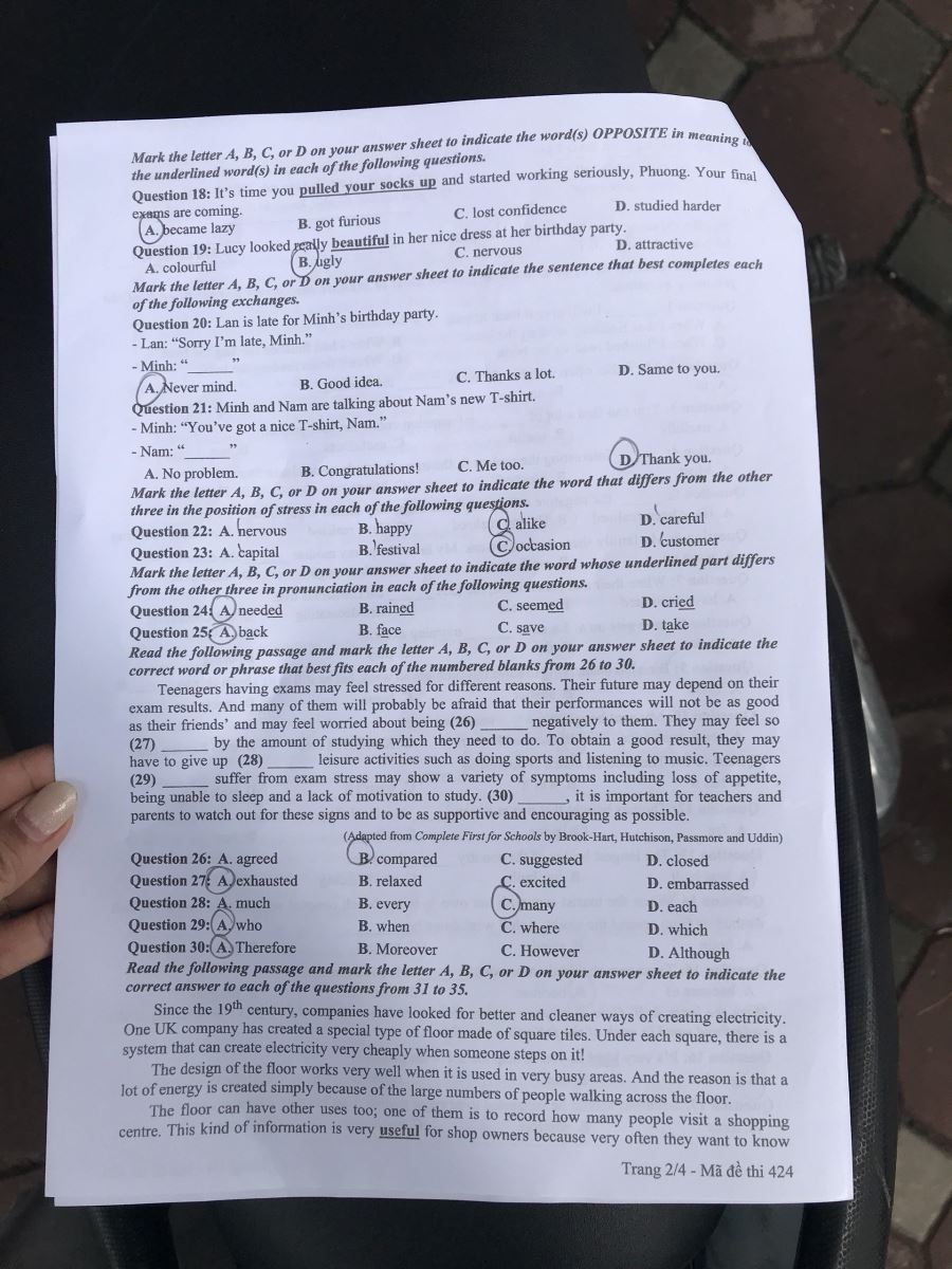 GỢI Ý ĐÁP ÁN VÀ GIẢI ĐỀ CHI TIẾT MÔN TIẾNG ANH TỐT NGHIỆP THPT 2021