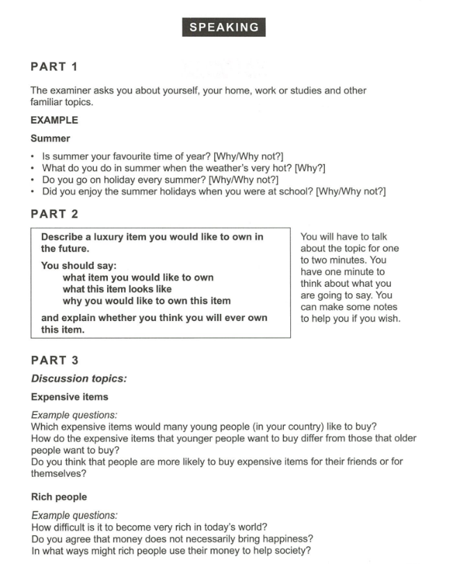 IELTS Speaking Topic Writing: Sample Part 1, 2 & 3
