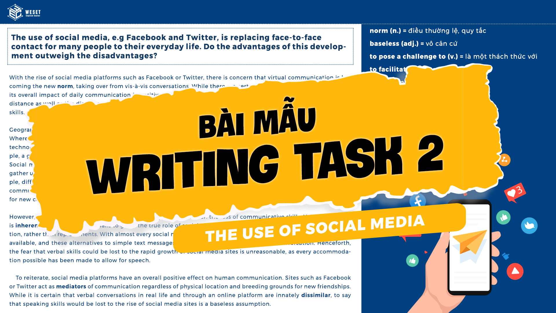 Social Media IELTS Writing: Hướng dẫn & Bài mẫu