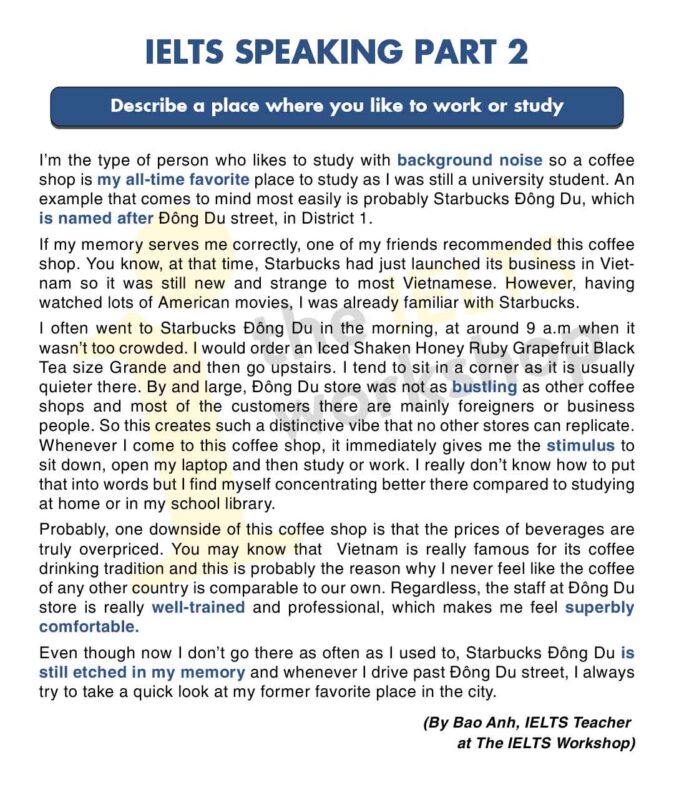 IELTS Speaking: Describe a Place - Part 2 & 3 | Bài mẫu