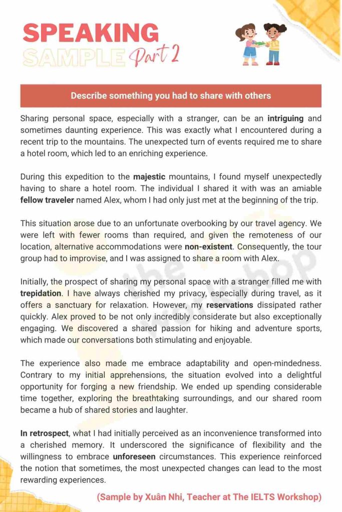 IELTS Speaking: Describe something you had to share with others