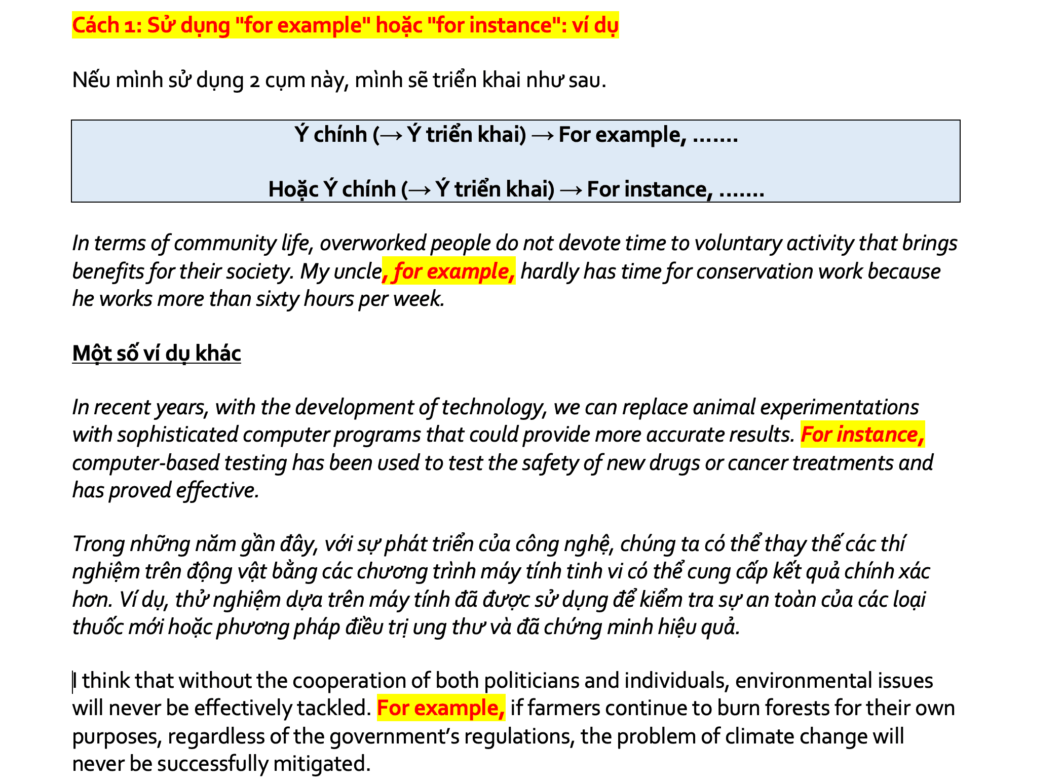 Cách đưa ví dụ trong Writing Task 2