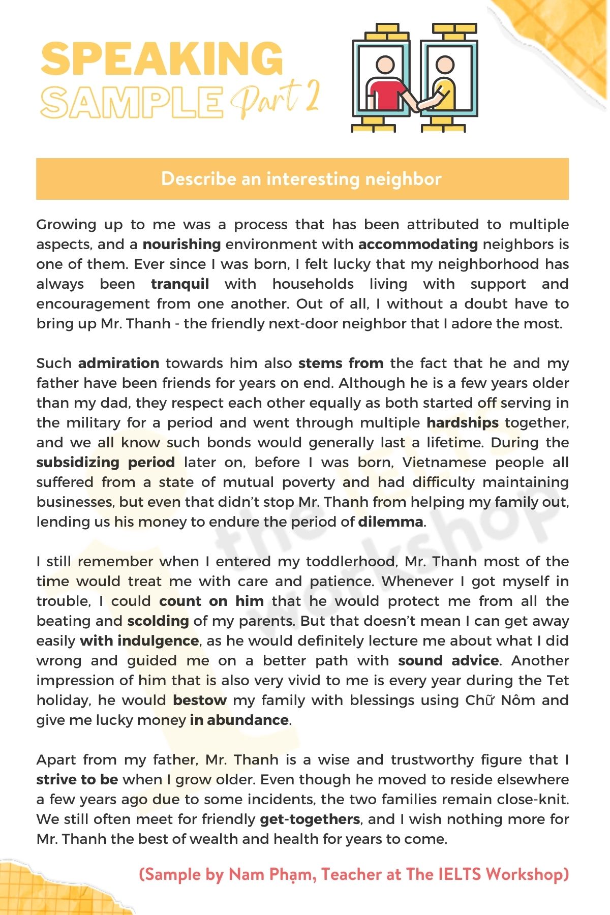 Giải đề mẫu Writing Task 2 | Chủ đề: Neighbors