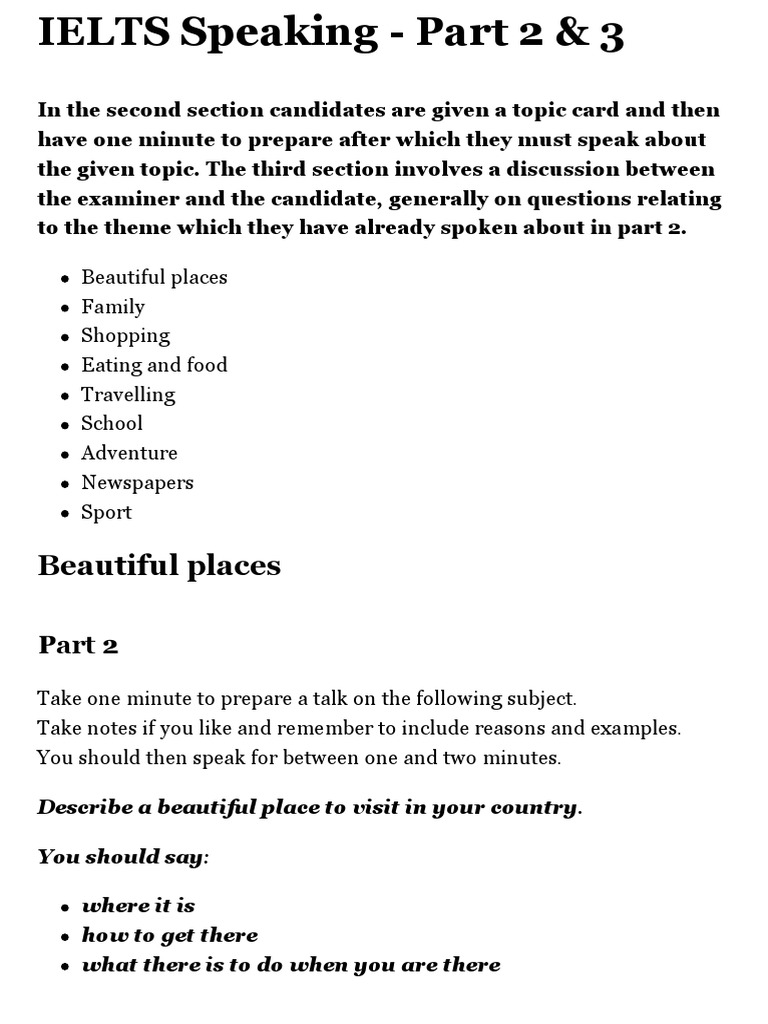 IELTS Speaking Travel – Part 1, 2 & 3 Sample