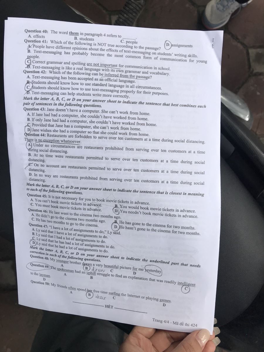 GỢI Ý ĐÁP ÁN VÀ GIẢI ĐỀ CHI TIẾT MÔN TIẾNG ANH TỐT NGHIỆP THPT 2021