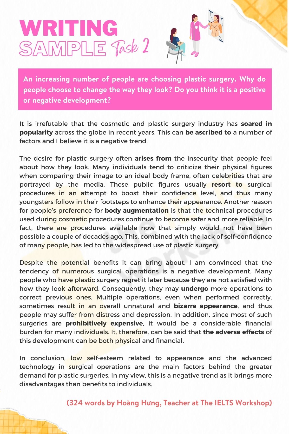 IELTS Writing Task 2 - Cosmetic Surgery | Bài mẫu