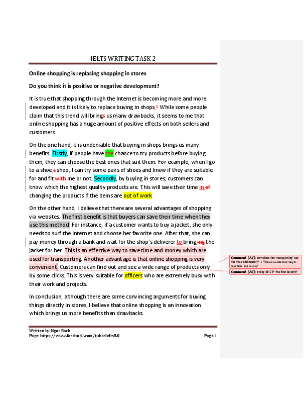 GIẢI ĐỀ IELTS| SAMPLE WRITING TASK 2 (Online shopping)