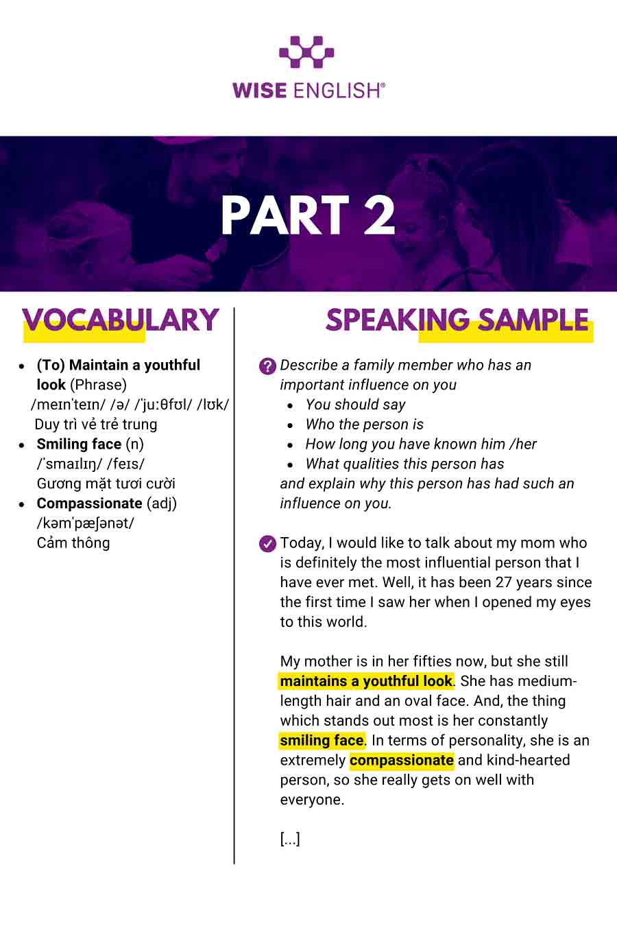 IELTS Speaking Chủ đề Family - Part 2 & 3