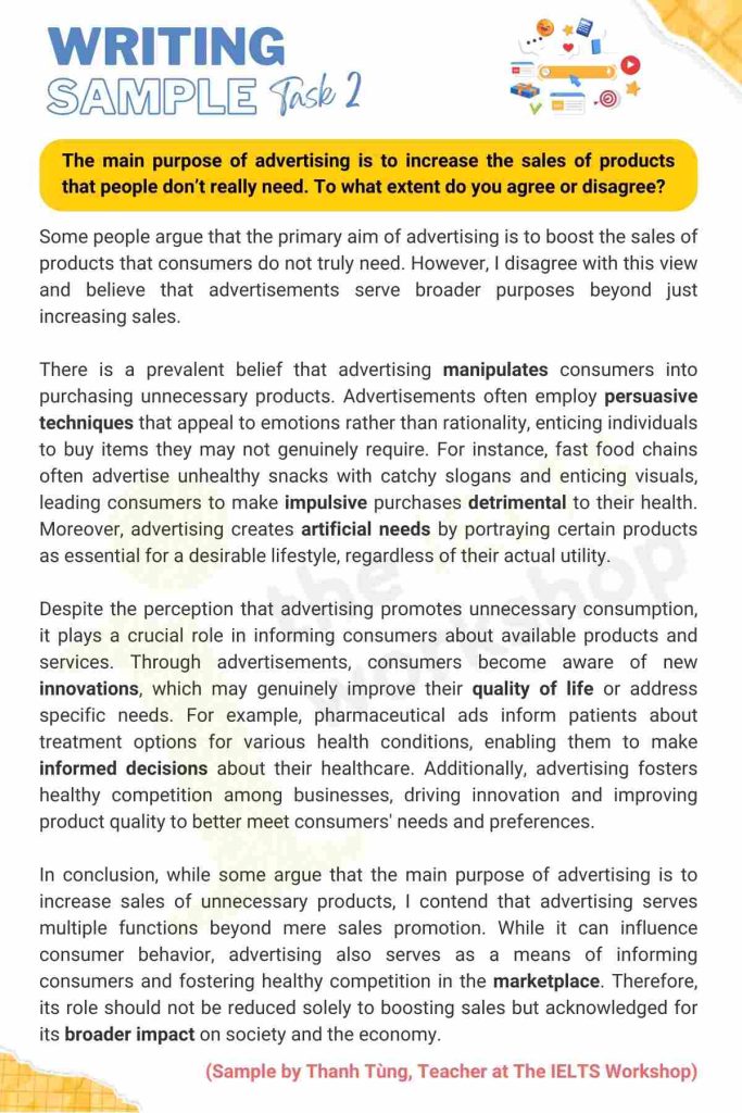 GIẢI ĐỀ IELTS| SAMPLE WRITING TASK 2 (The ubiquity of advertisements in modern age)