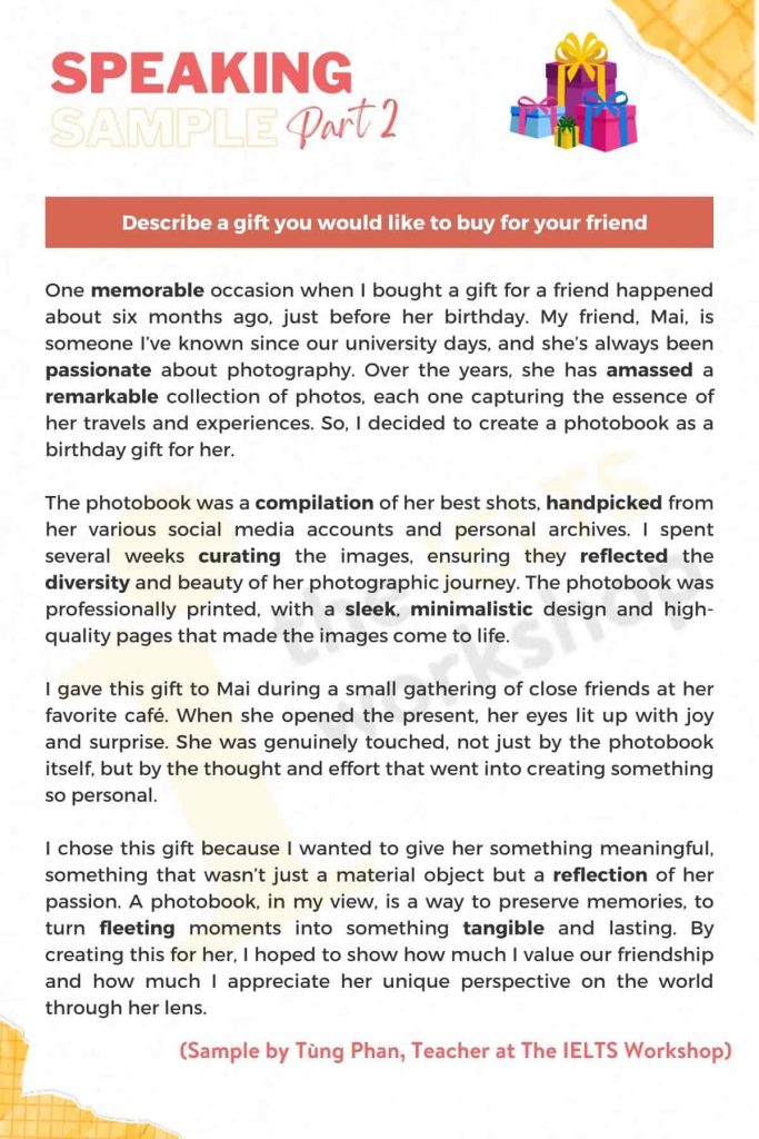 IELTS Speaking: Describe a gift you would like to buy for your friend