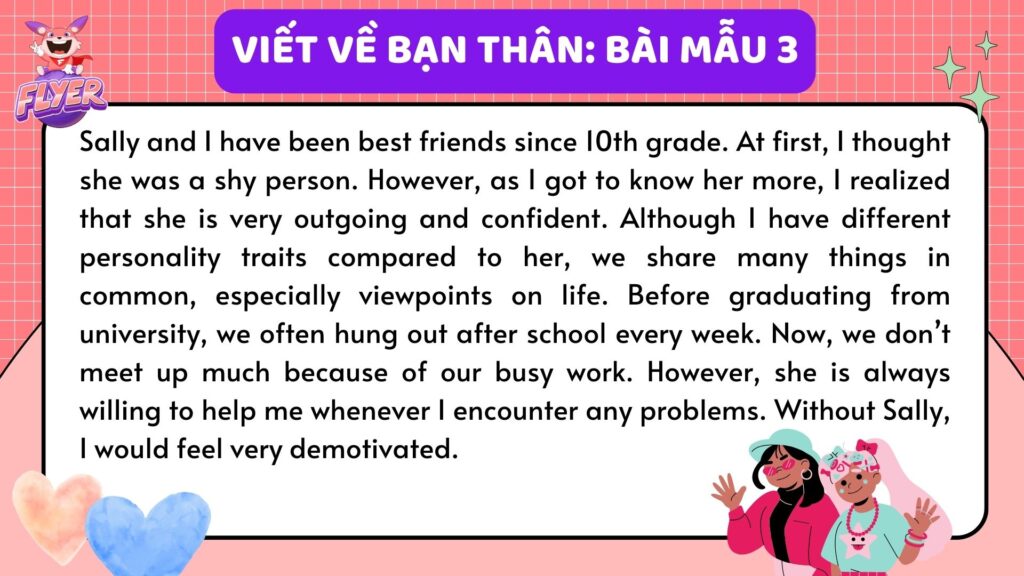 Bài viết về người bạn thân nhất bằng tiếng Anh (mẫu hay, đơn giản)