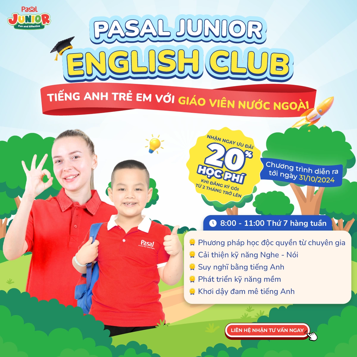 Đăng ký câu lạc bộ nói tiếng Anh cho trẻ em: Giúp con yêu thích học ngoại ngữ.