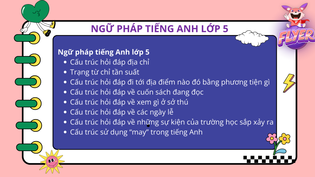 Giúp con luyện bài tập trả lời câu hỏi tiếng anh lớp 5 mỗi ngày thật vui