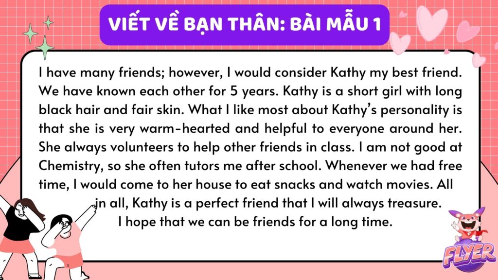 Bài viết về người bạn thân nhất bằng tiếng Anh (mẫu hay, đơn giản)