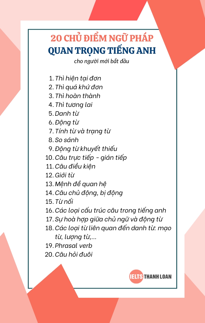 Cần học ngữ pháp tiếng Anh cho người mới bắt đầu: Các chủ điểm quan trọng!