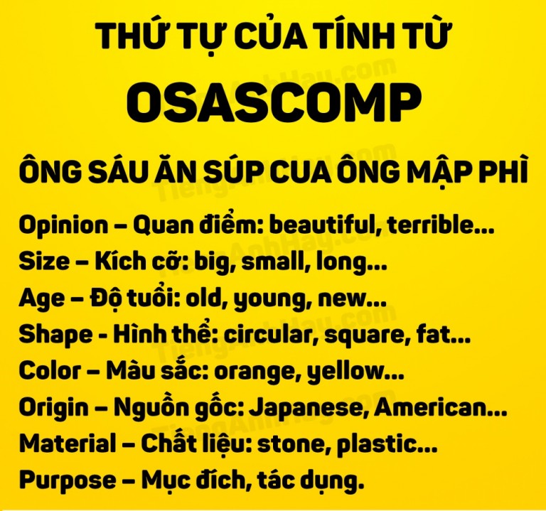 Cách sắp xếp danh từ tính từ trong tiếng anh (Mẹo đơn giản dễ nhớ)